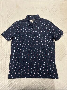 Kyodan Navy Polo with Pink & White Golf Motif